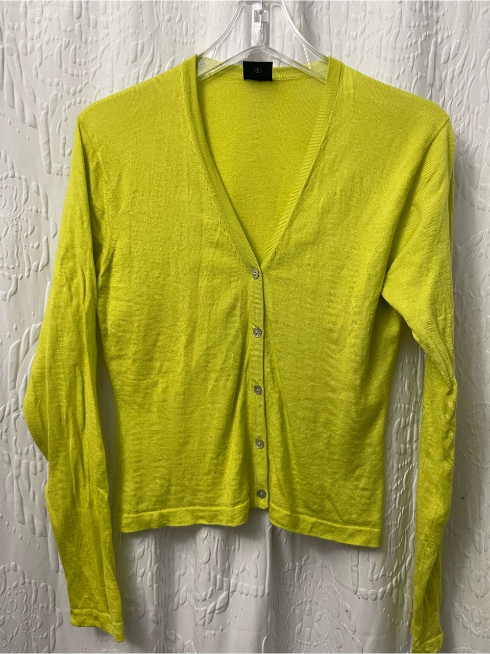 Classic V-Neck Button Cardigan - Lime Green